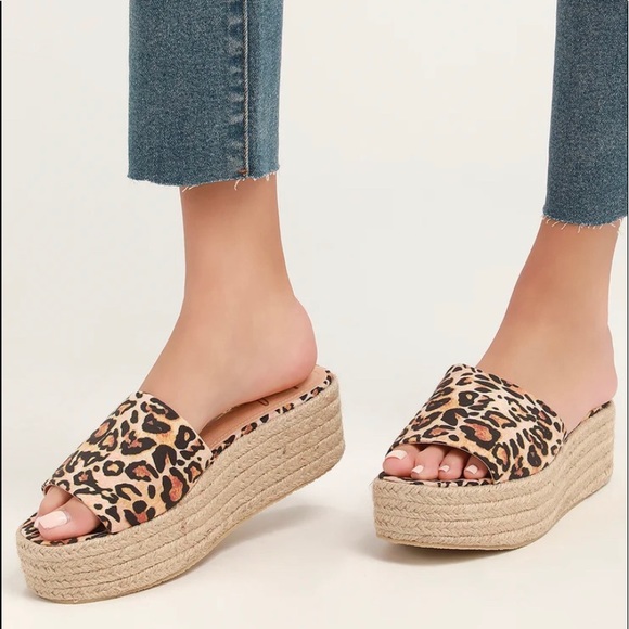 Lulu’s Leopard Print Espadrille Platforms - Picture 1 of 10